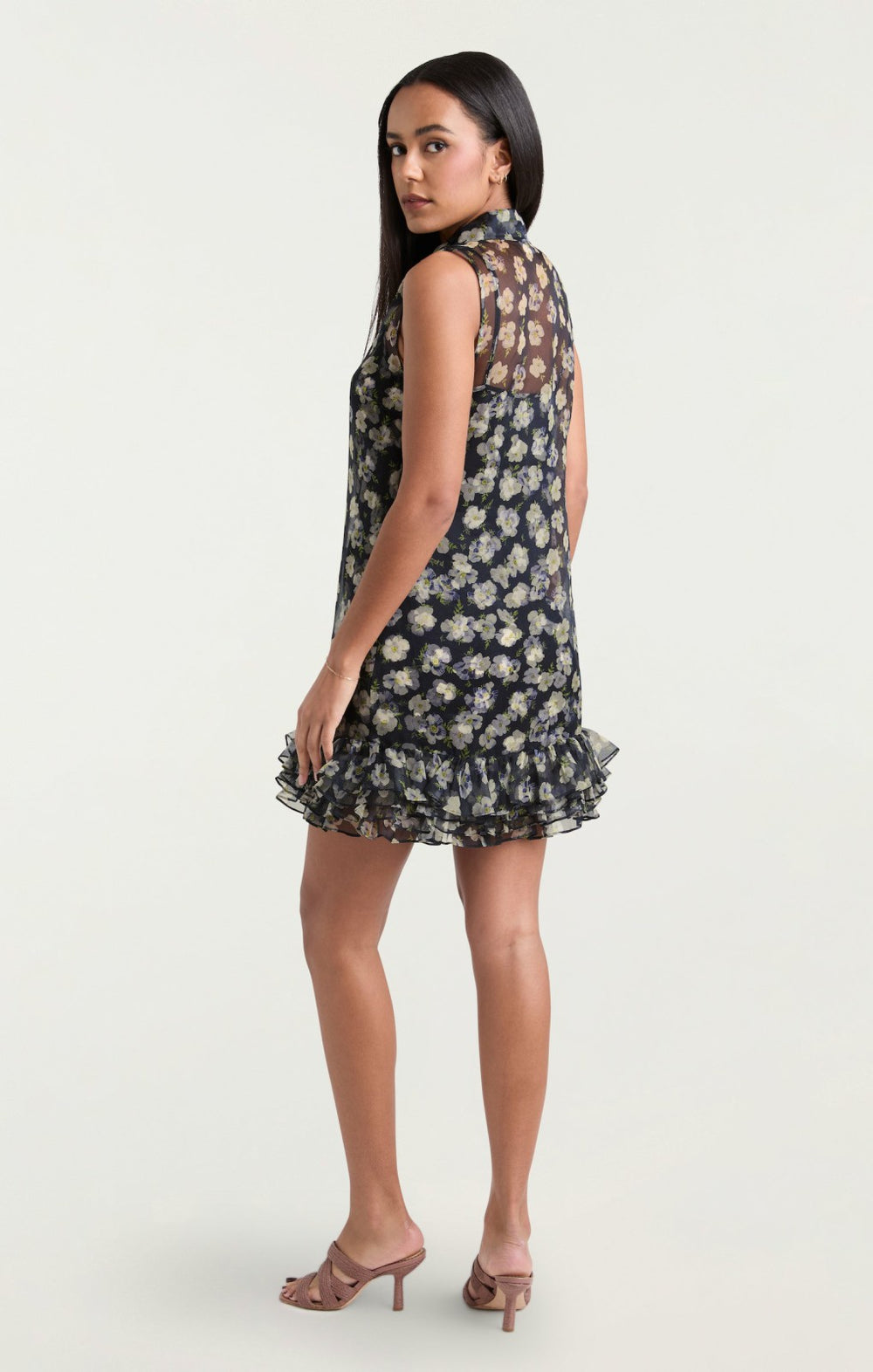 Mini Tossed Poppies Brisbane Dress Navy Multi