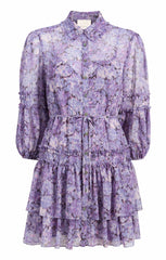 Painted Hydrangea Marsea Dress Lilac Wine Multi