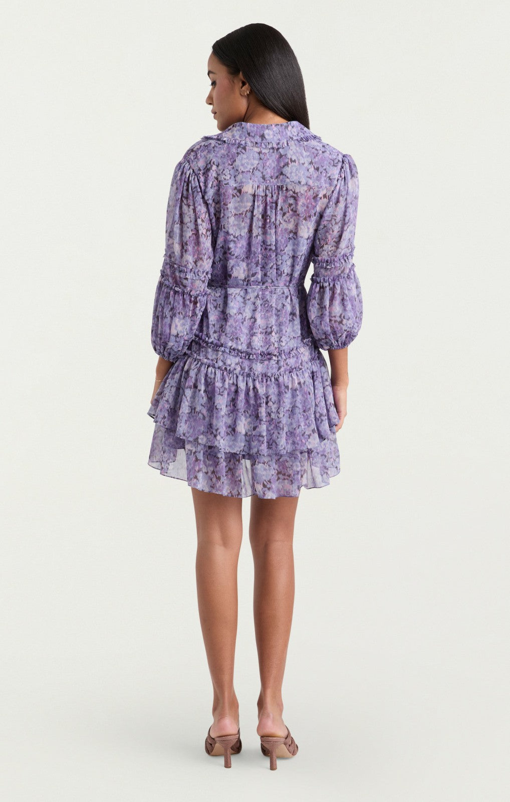 Painted Hydrangea Marsea Dress Lilac Wine Multi