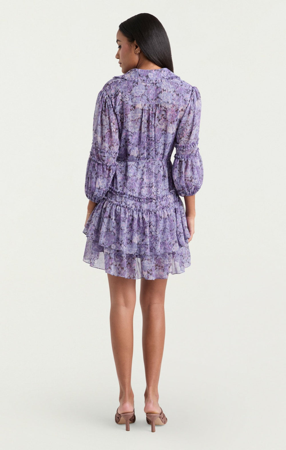 Painted Hydrangea Marsea Dress Lilac Wine Multi
