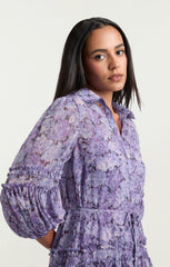 Painted Hydrangea Marsea Dress Lilac Wine Multi