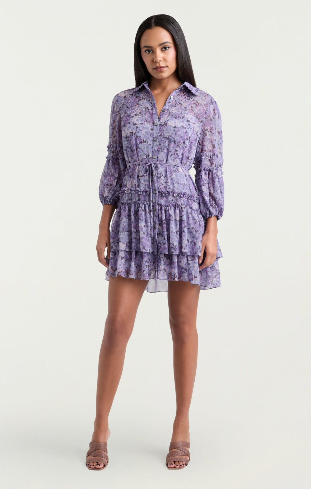Painted Hydrangea Marsea Dress Lilac Wine Multi