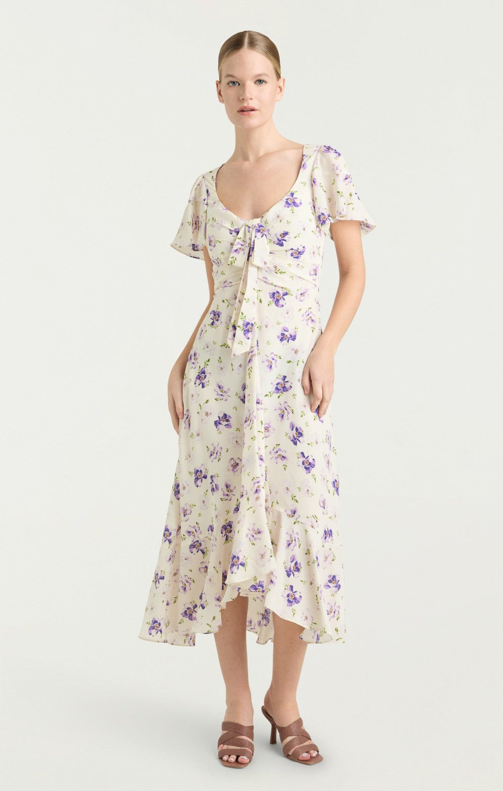 Tossed Poppies Isha Dress Ivory Multi
