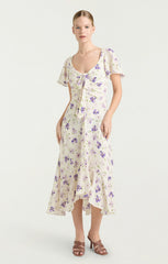 Tossed Poppies Isha Dress Ivory Multi