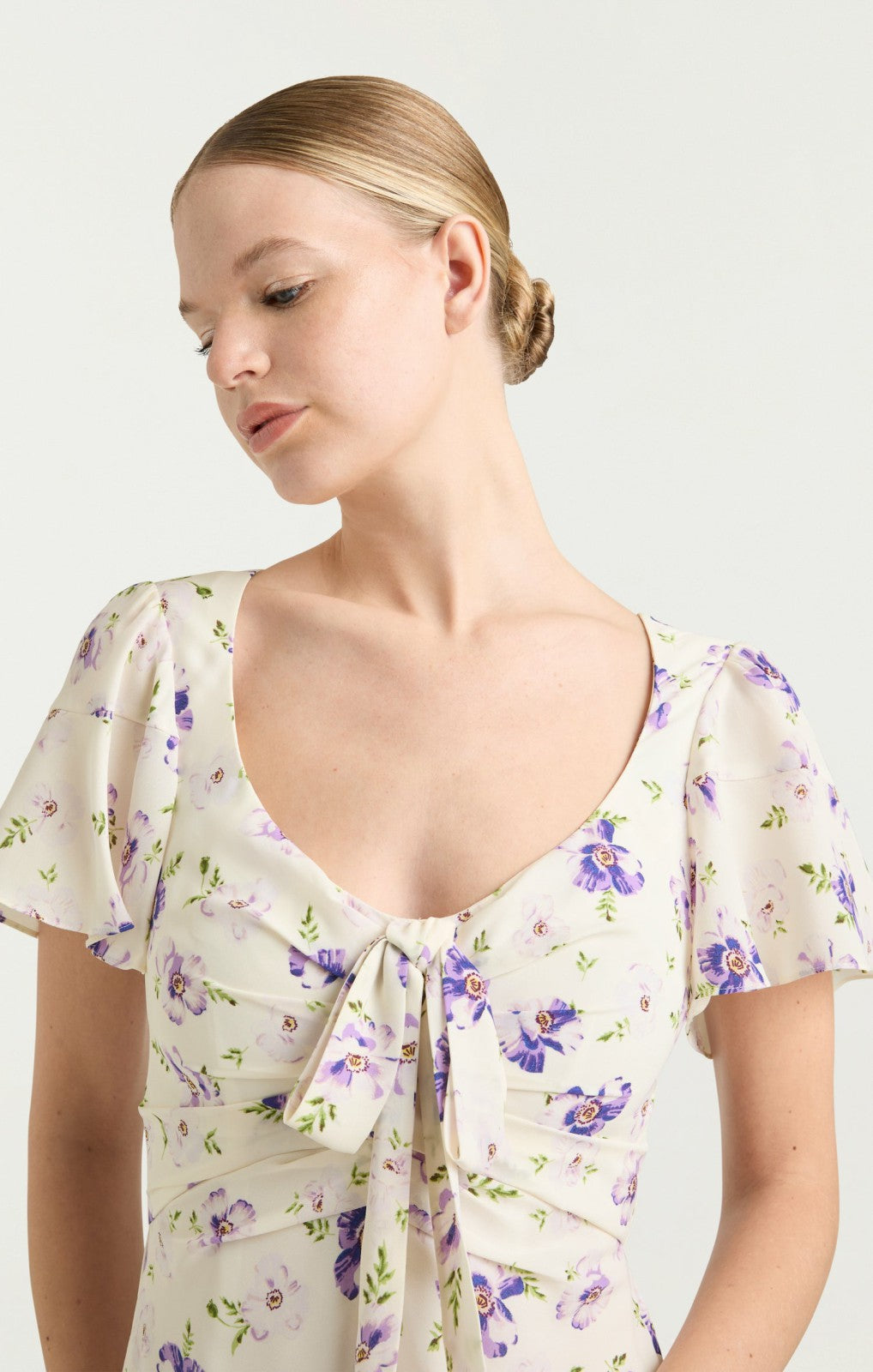 Tossed Poppies Isha Dress Ivory Multi