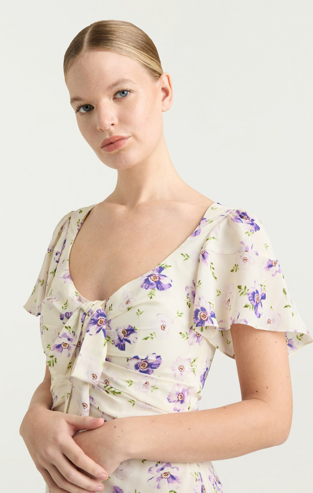 Tossed Poppies Isha Dress Ivory Multi
