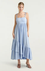 Linen Suiting Bailey Dress Blue Hydrangea