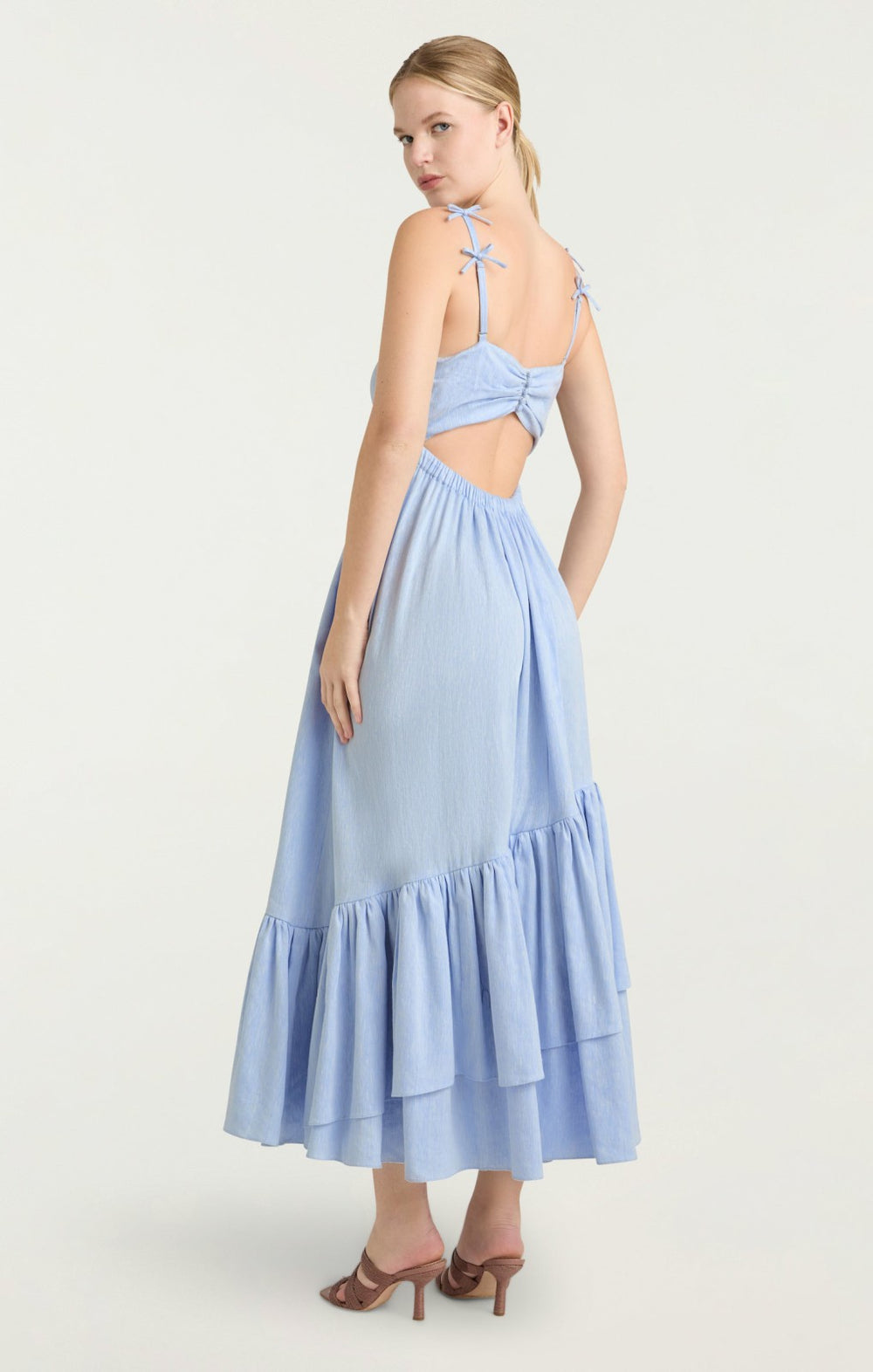Linen Suiting Bailey Dress Blue Hydrangea