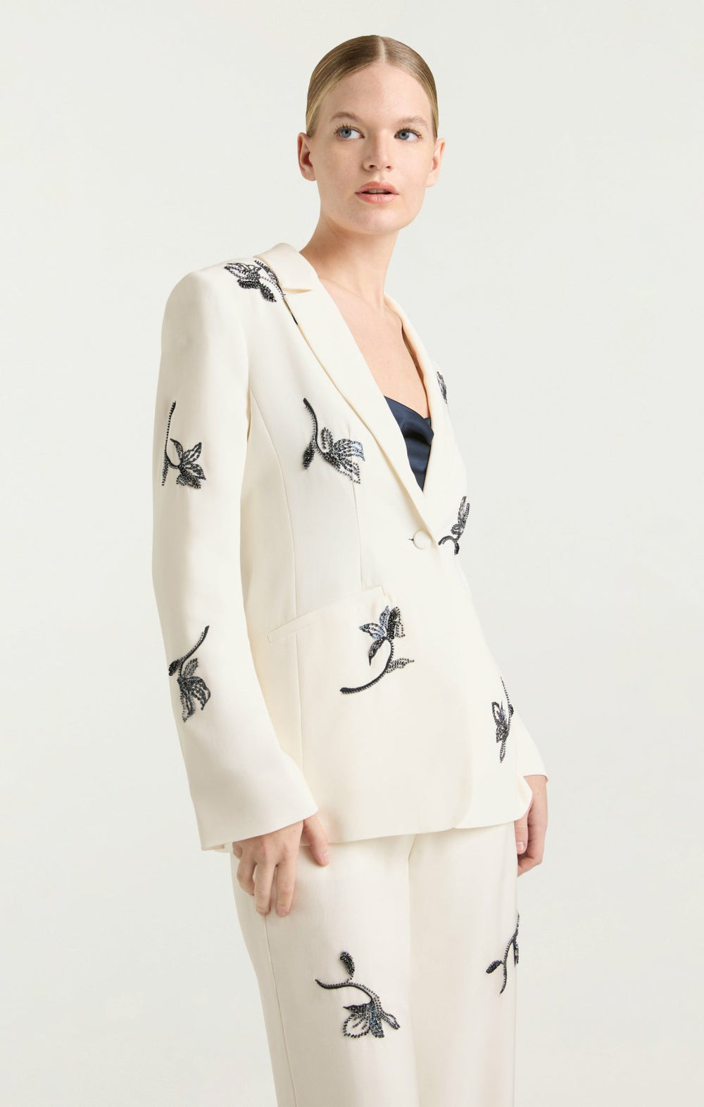 Falling Lilies Karlie Blazer Ivory/Navy