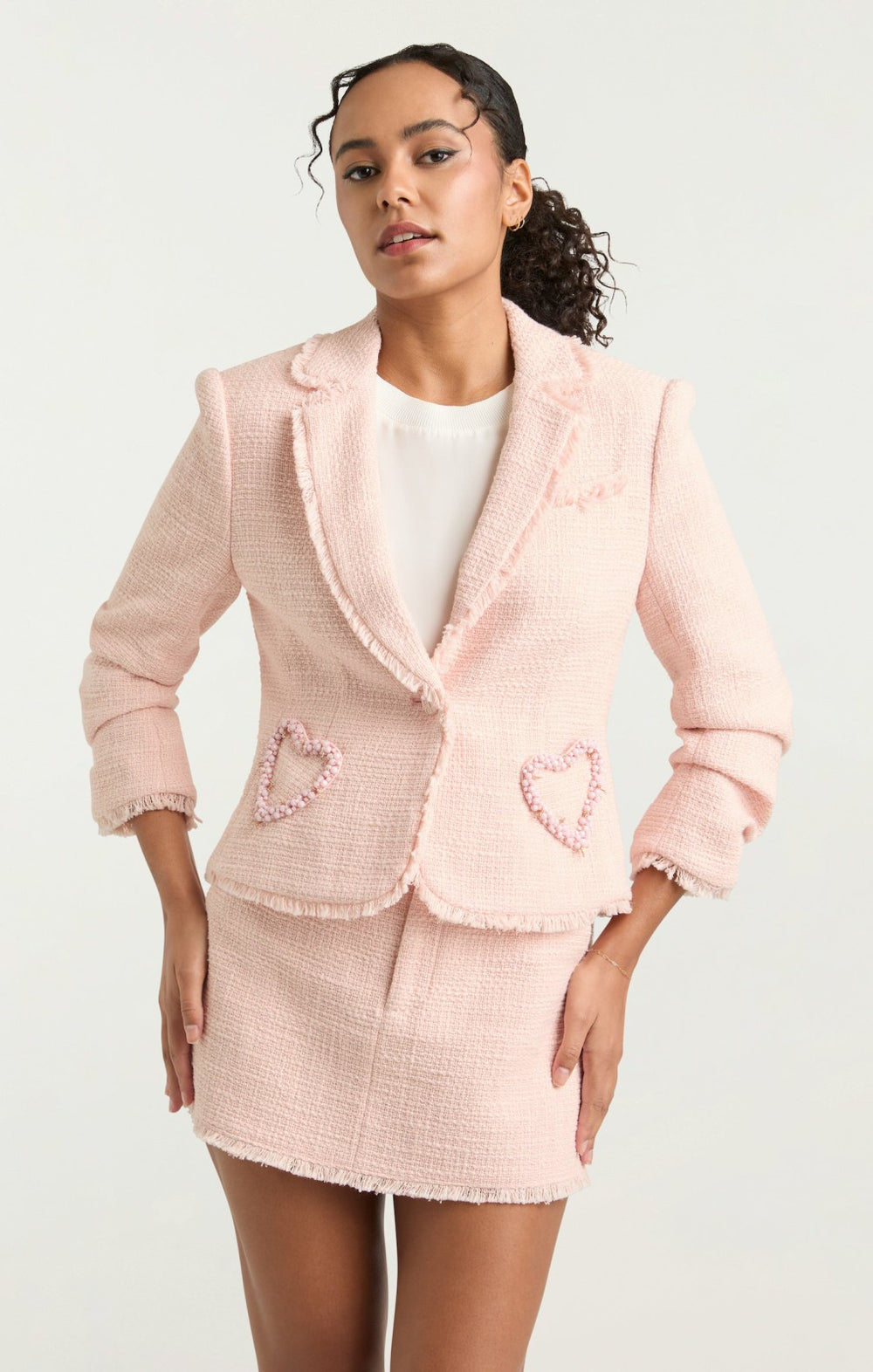 Beaded Heart Kalina Blazer Pale Flamingo