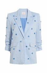 Linen Suiting Pearl Ditsy Kylie Blazer Blue Hydrangea