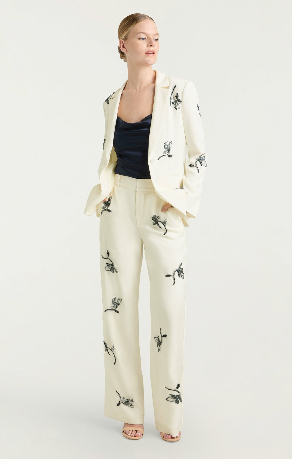 Falling Lilies Zinon Pant Ivory/Navy