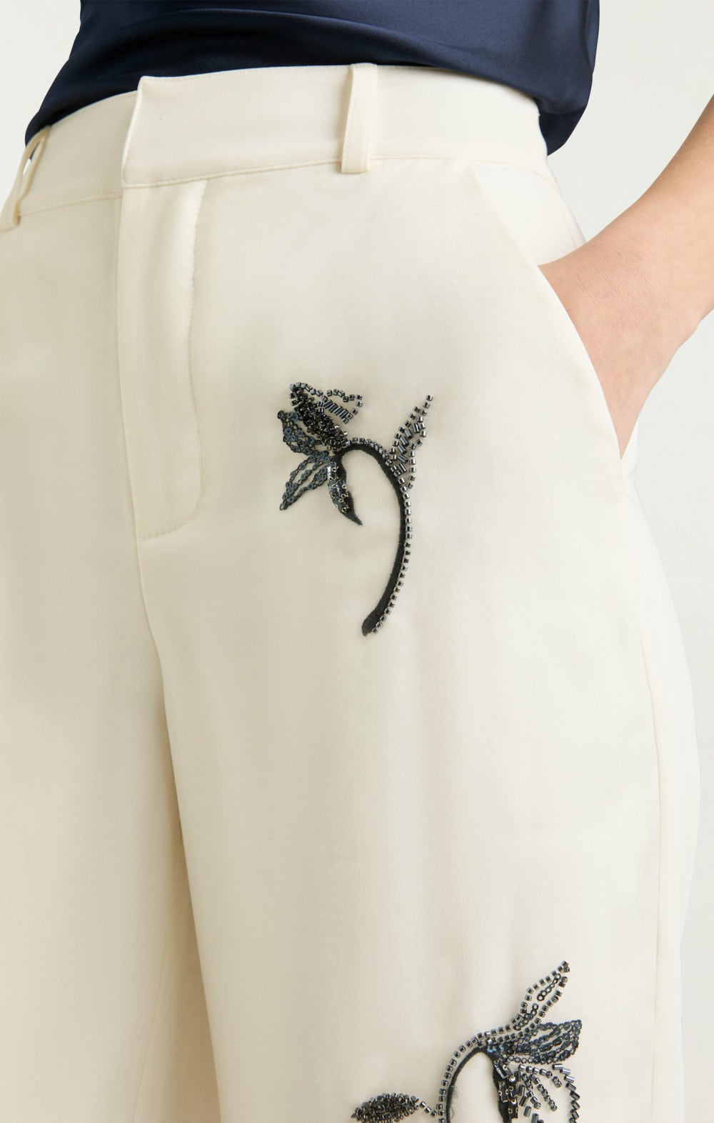 Falling Lilies Zinon Pant Ivory/Navy