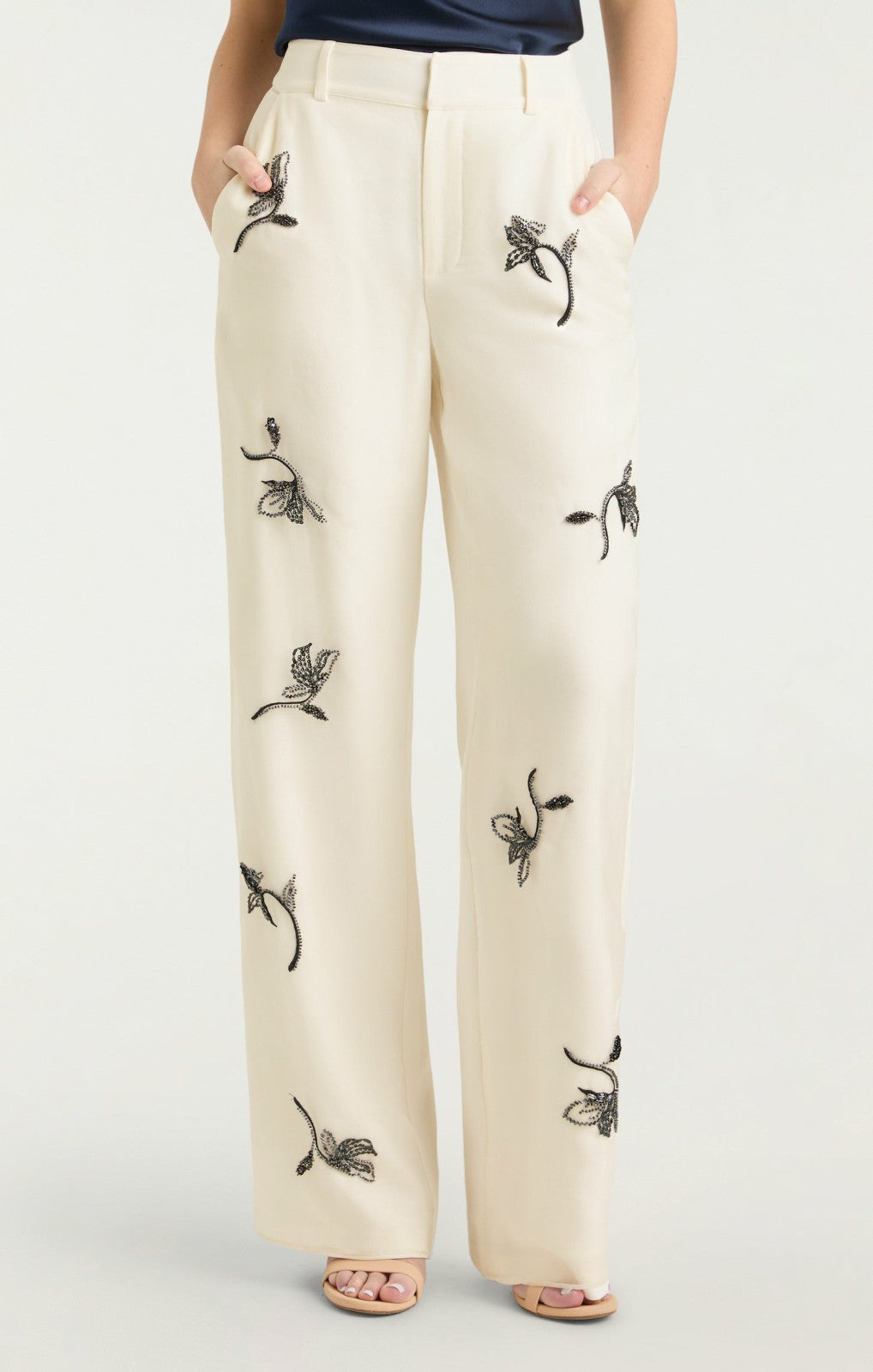 Falling Lilies Zinon Pant Ivory/Navy