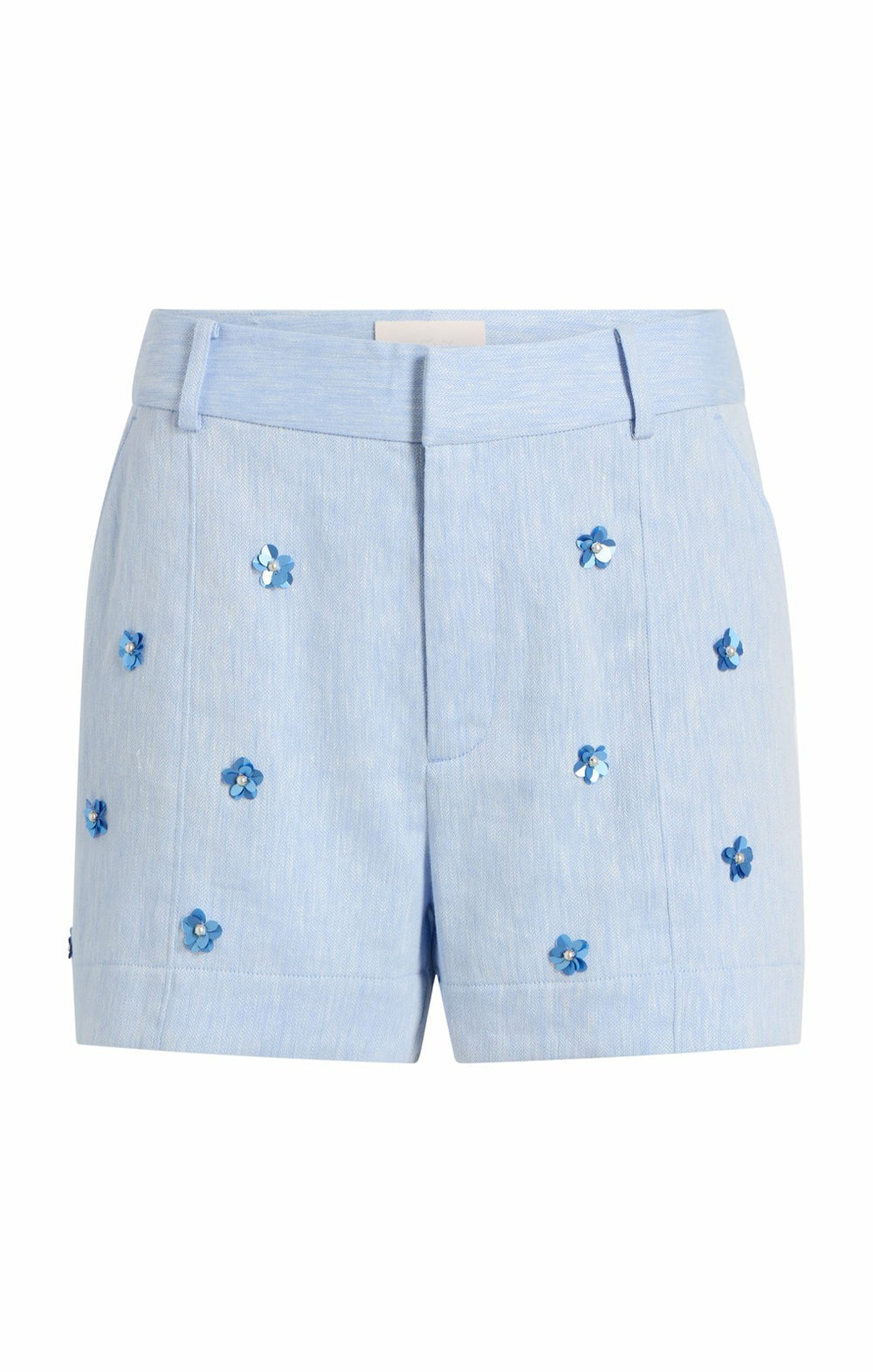 Pearl Ditsy Linen Suiting Tora Short Blue Hydrangea