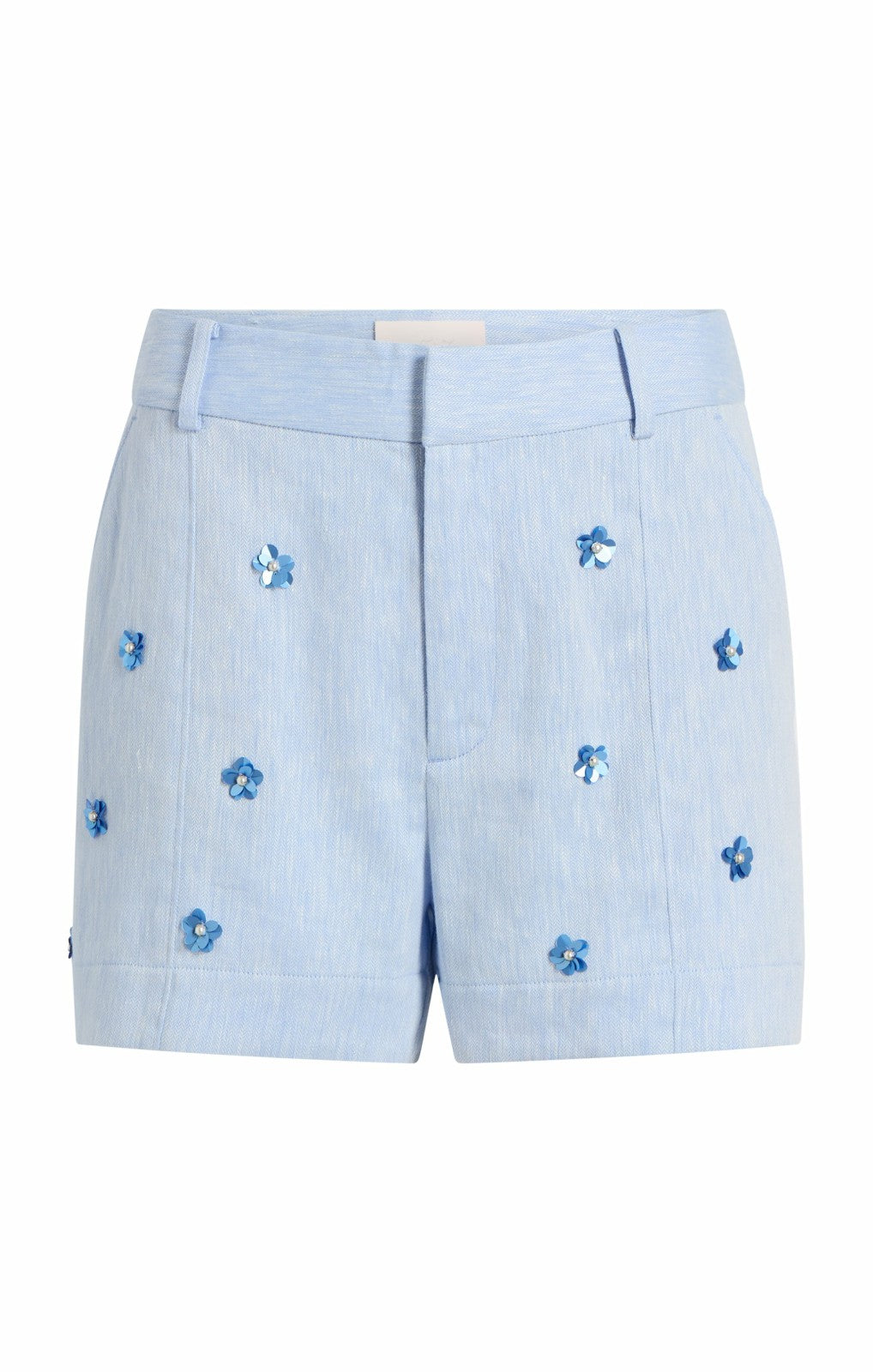Pearl Ditsy Linen Suiting Tora Short Blue Hydrangea
