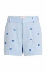 Pearl Ditsy Linen Suiting Tora Short Blue Hydrangea