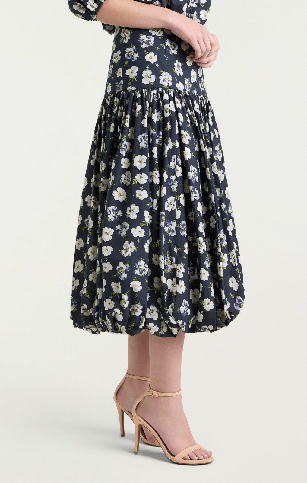 Mini Tossed Poppies Ellah Skirt Navy Multi