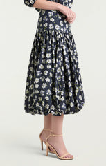 Mini Tossed Poppies Ellah Skirt Navy Multi