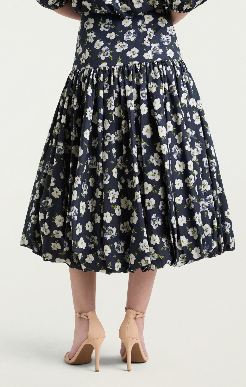 Mini Tossed Poppies Ellah Skirt Navy Multi