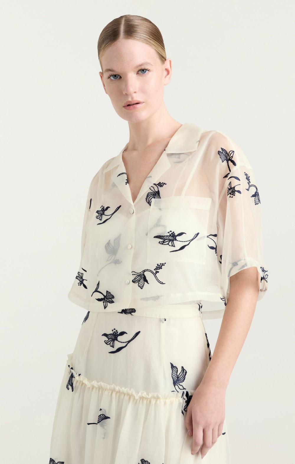 Heligan Top Ivory/Navy