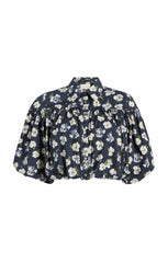 Mini Tossed Poppies Elysa Top Navy Multi