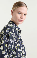 Mini Tossed Poppies Elysa Top Navy Multi