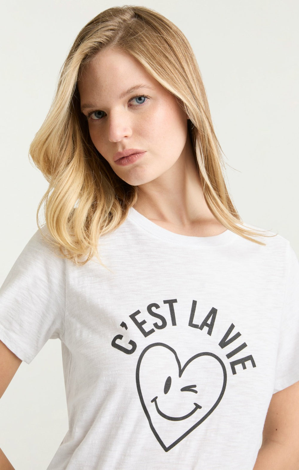 C'est La Vie Heart Smiley Tee White/Navy