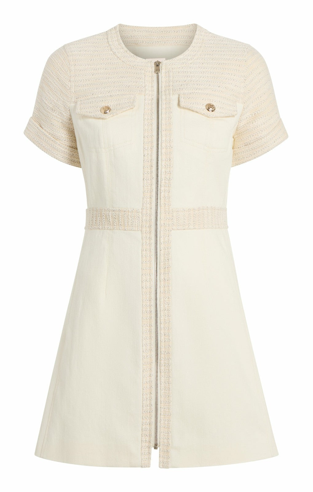 Braided Tweed Layla Dress Whisper White/Gardenia