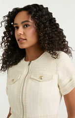 Braided Tweed Layla Dress Whisper White/Gardenia