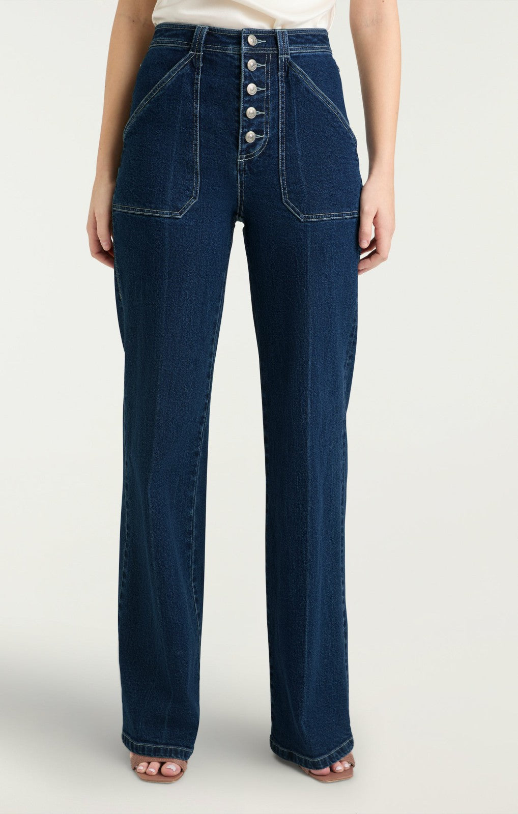 Tailors Crease Long Benji Pant Oceane/Ivory