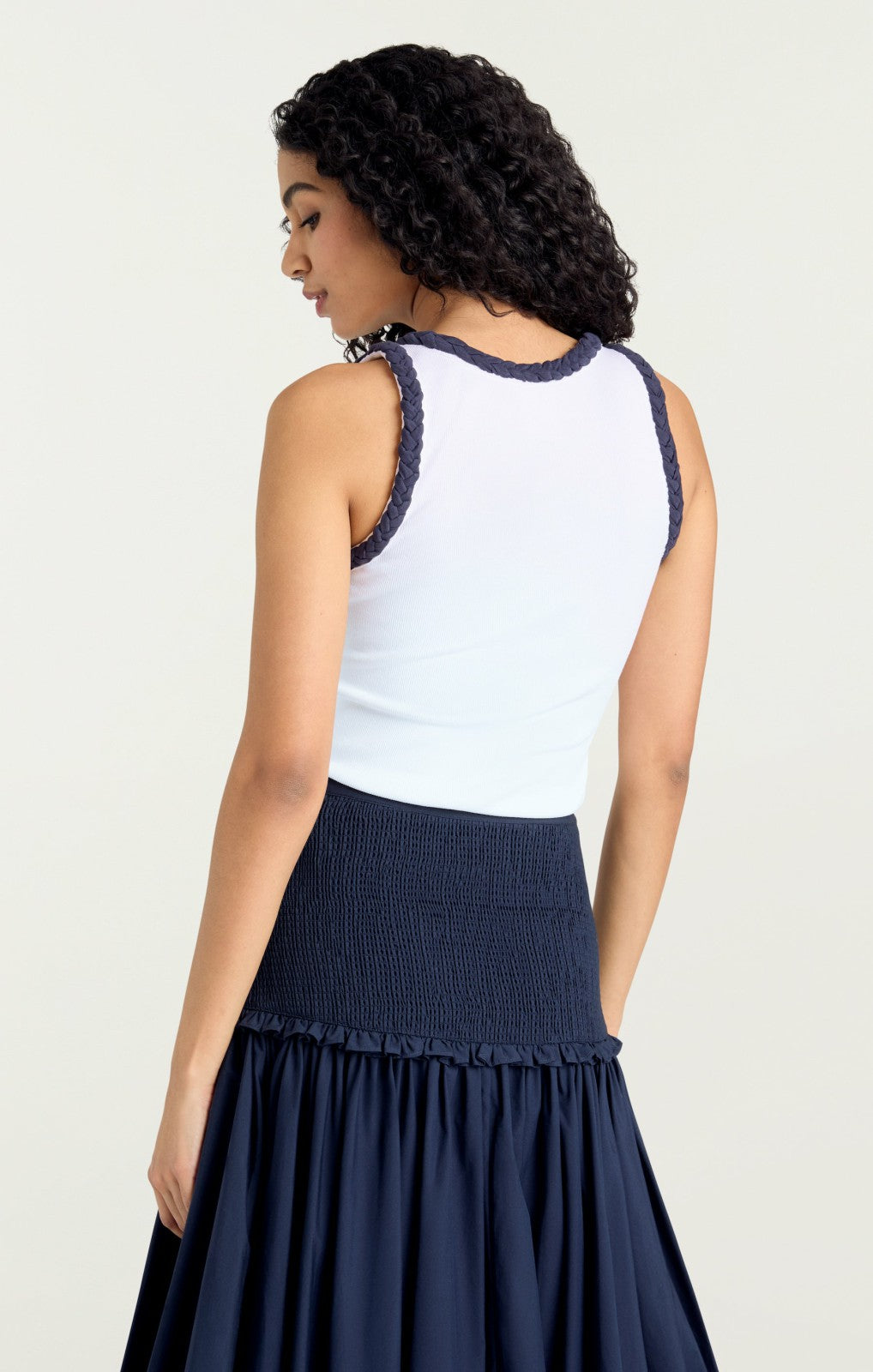 Braided Tank Top White/Navy