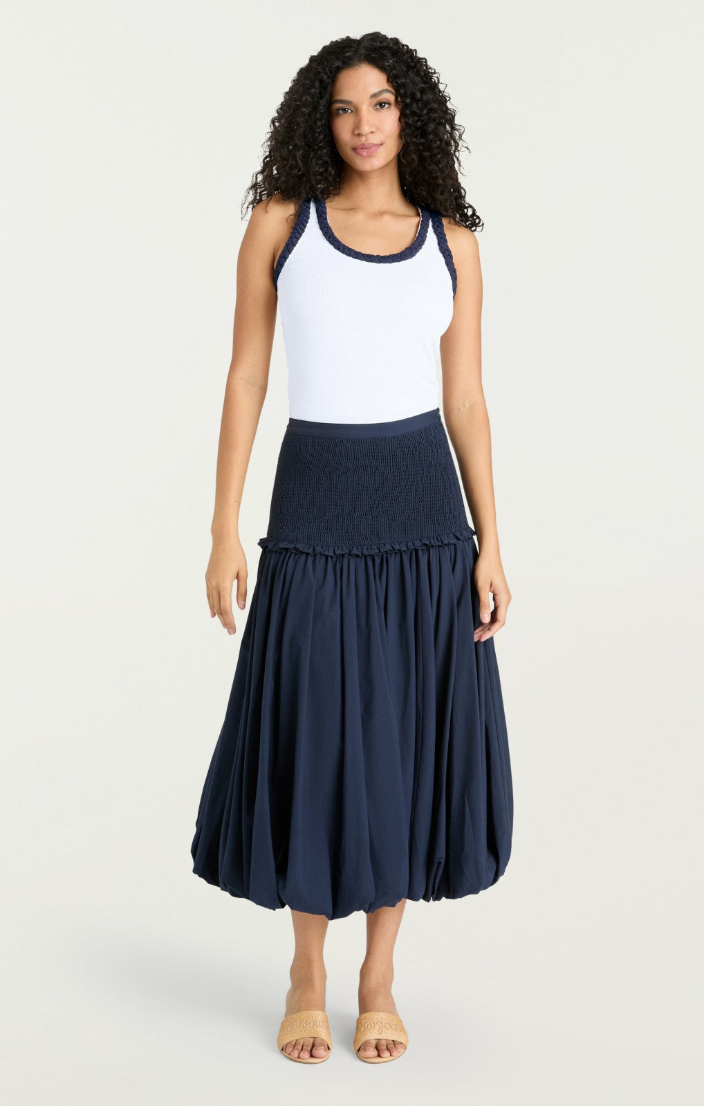 Braided Tank Top White/Navy