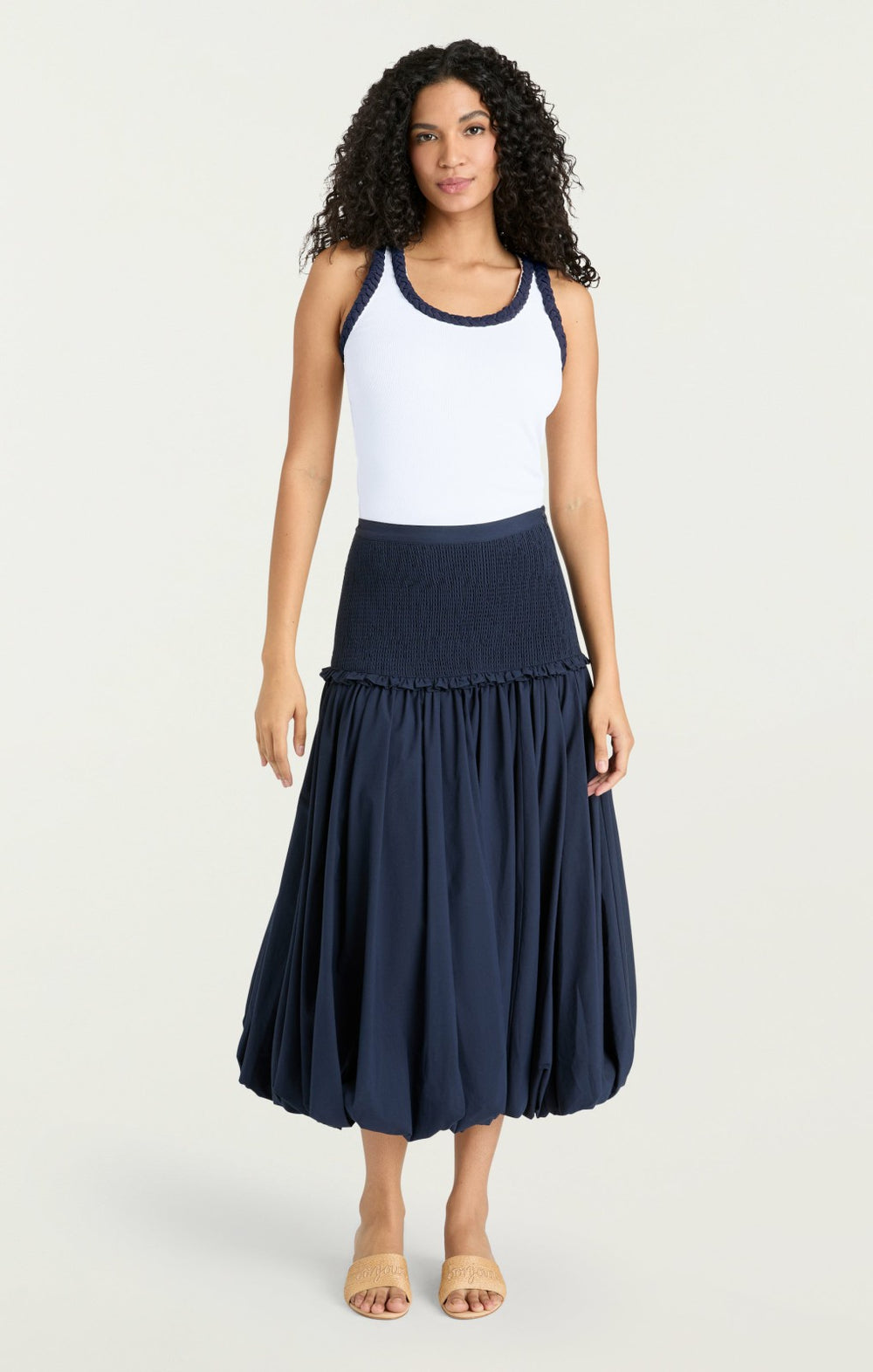 Braided Tank Top White/Navy