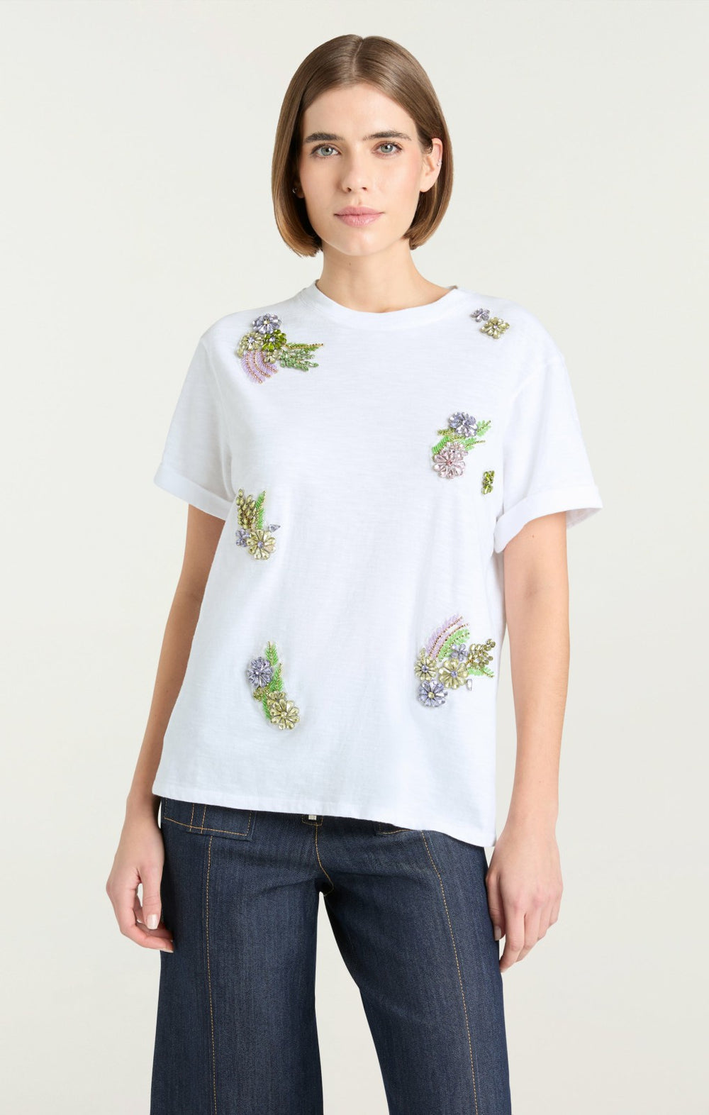 Crystal Ivy Shrunken Tee White/Yolk Multi