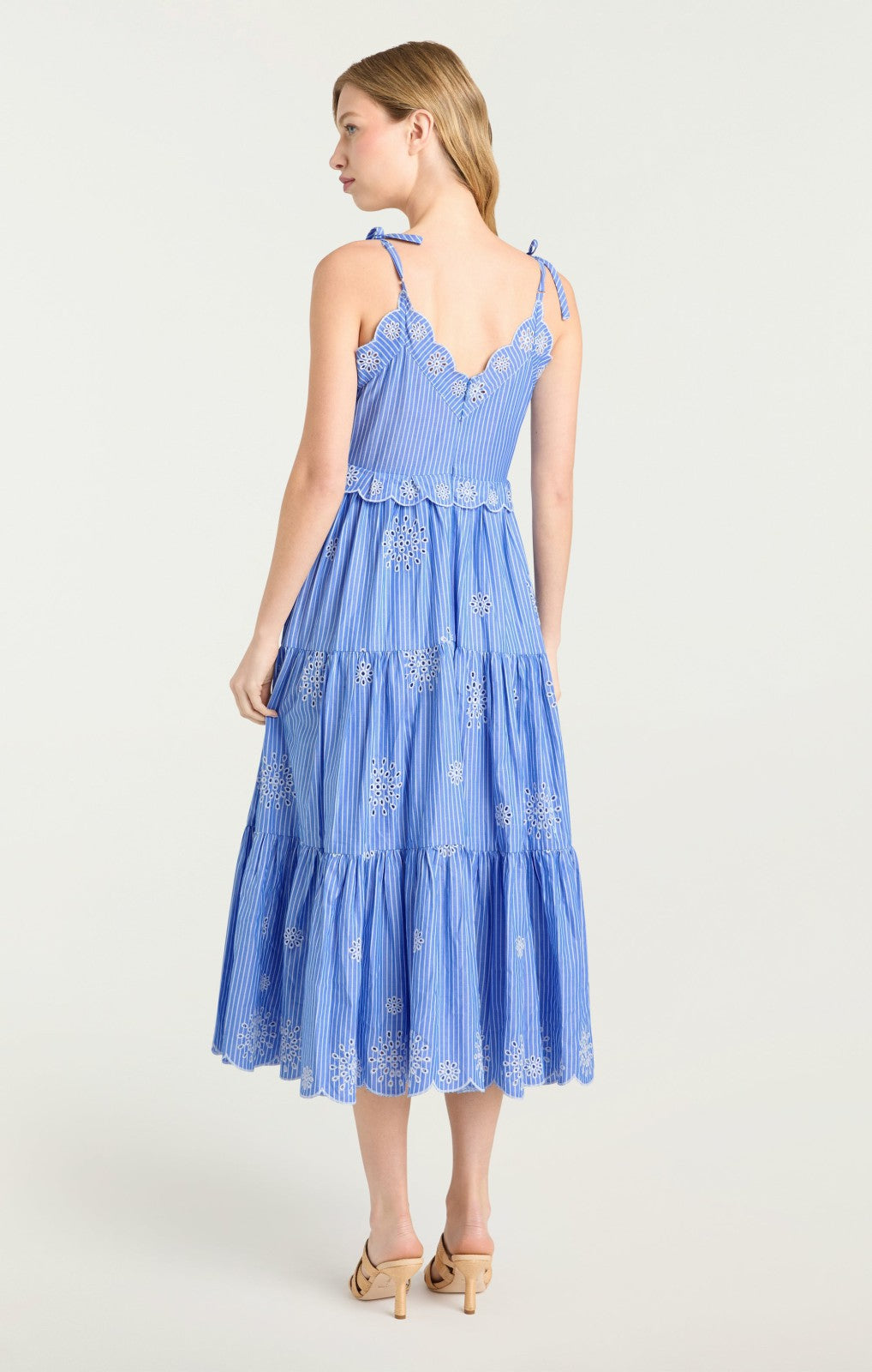 Embroidered Stripe Darcey Dress Endless Blue
