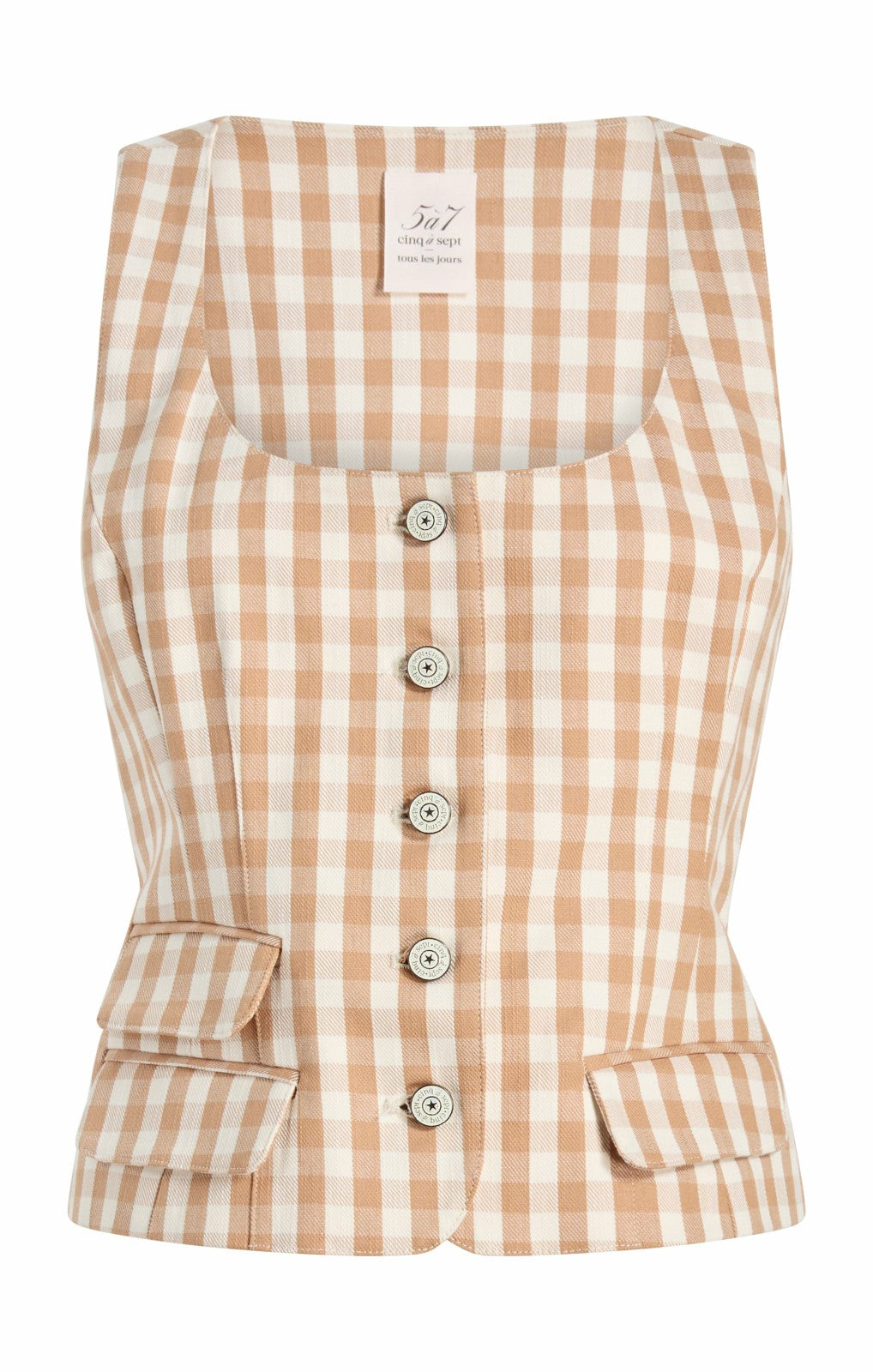 Gingham Denim Lovina Top Sahara/Light Plaster