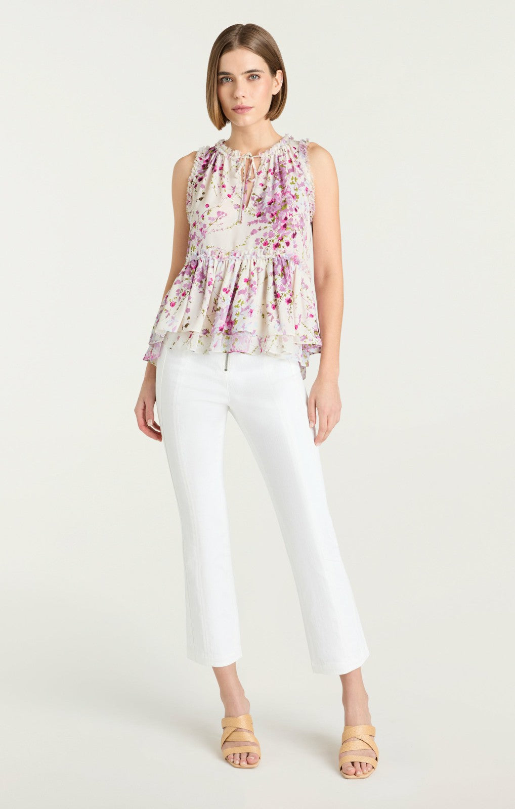 Midsummer Bloom Messina Top Ivory Multi