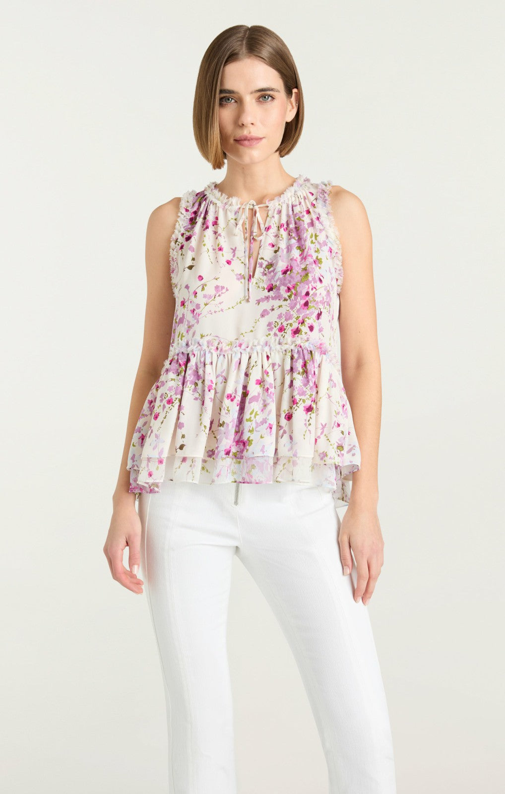 Midsummer Bloom Messina Top Ivory Multi