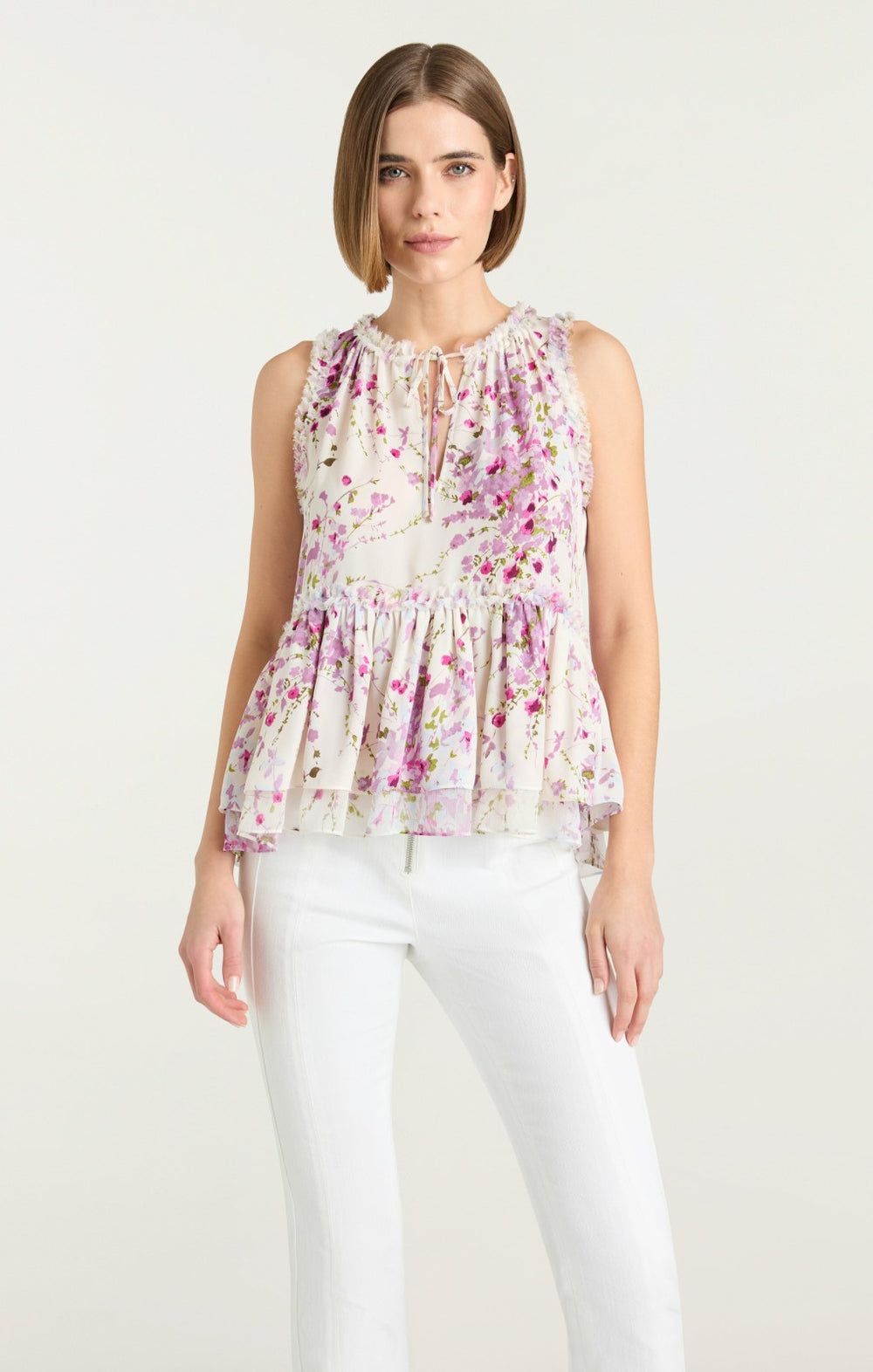 Midsummer Bloom Messina Top Ivory Multi