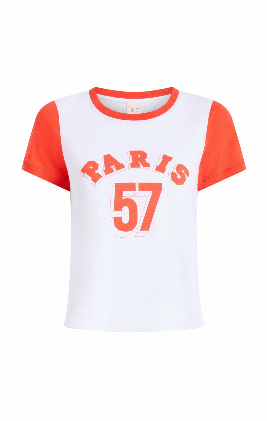 Paris 57 Shrunken Ringer Tee White/Cherry Tomato