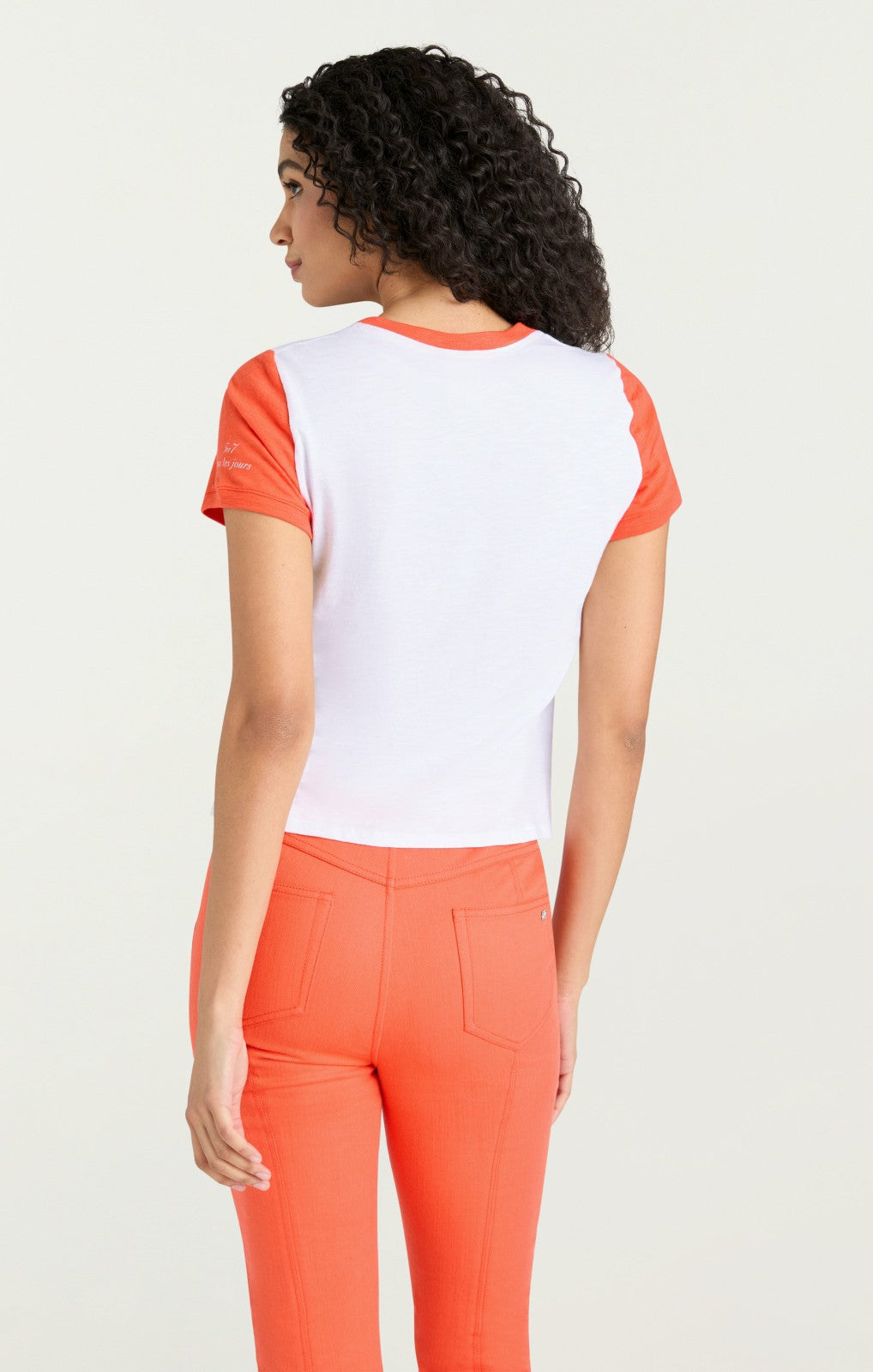 Paris 57 Shrunken Ringer Tee White/Cherry Tomato