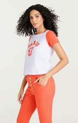 Paris 57 Shrunken Ringer Tee White/Cherry Tomato