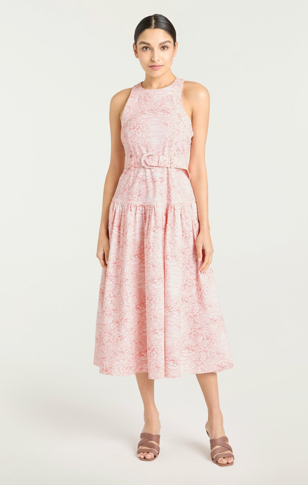 Scenic Toile Zoey Dress White/Cherry Tomato