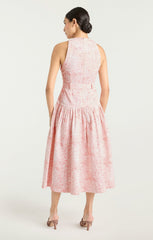 Scenic Toile Zoey Dress White/Cherry Tomato