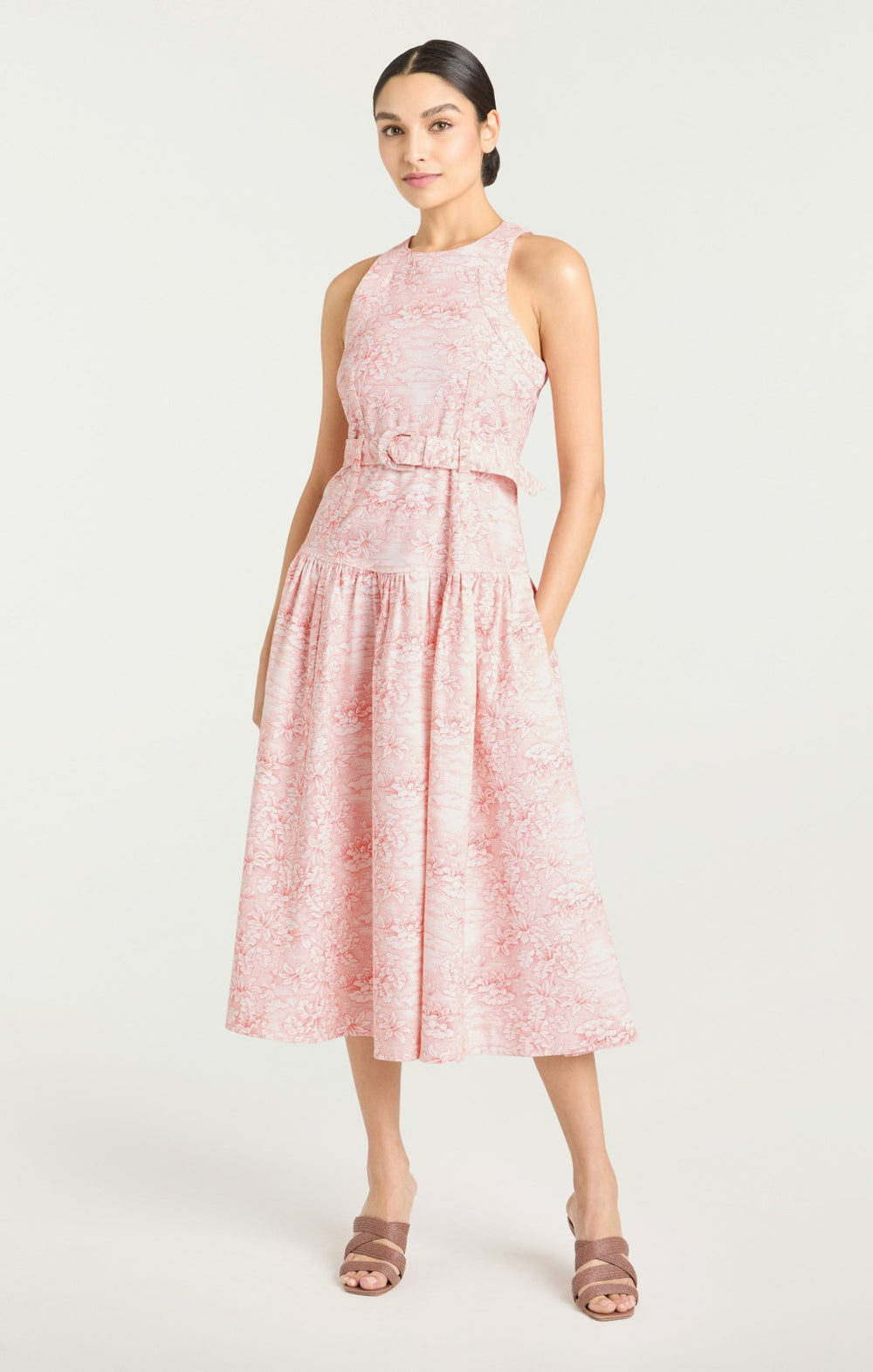 Scenic Toile Zoey Dress White/Cherry Tomato