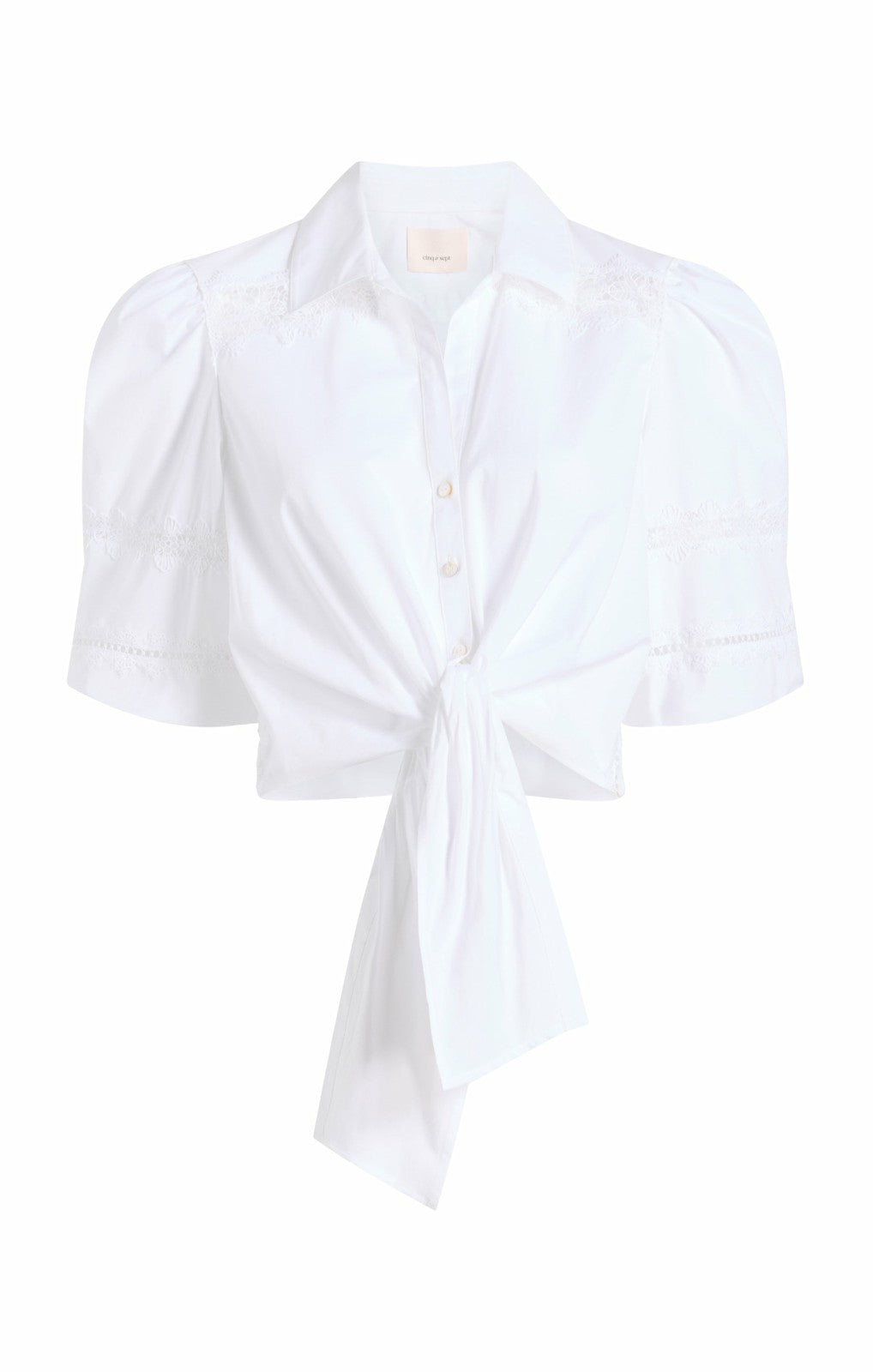 Three Quarter Sleeve Lace Mari White