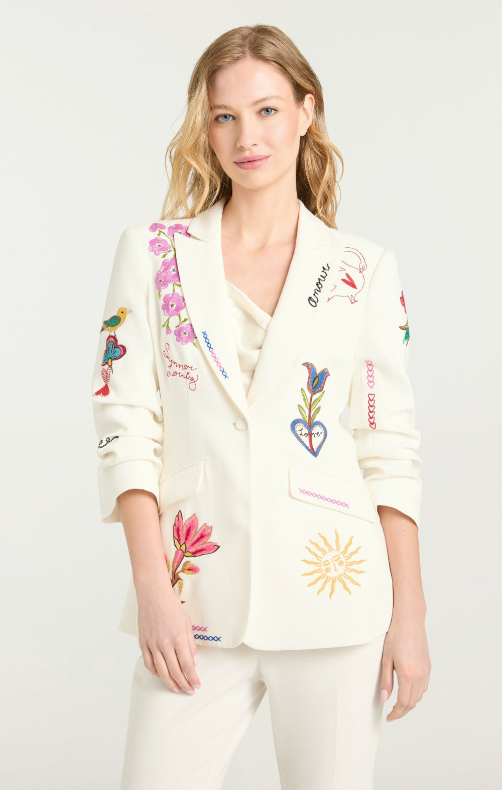 Summer Love Scrunched Cheyenne Blazer Ivory/Multi