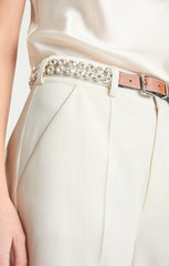 Rhinestone Belt Ester Short Ivory
